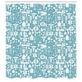 thumbnail image 3 of Apothecary Shower Curtain, Medication Hospital Health Care Ambulance Emergency Surgeon Doctor Illustration, Fabric Bathroom Set with Hooks, 69W X 75L Inches Long, Blue White, by Ambesonne, 3 of 3
