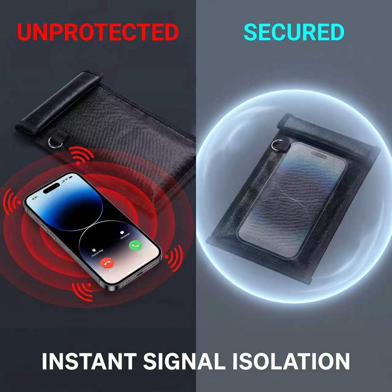 Faraday Bags for Phones and Car Key 2 Pack, Signal Blocking Pouch, Cell Phone Signal Jammer, Car Key/WiFi/RFID/GPS Signal Blocker Black (m)