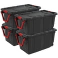 thumbnail image 1 of Sterilite Ensemble de 4 Bacs de Rangement Robustes avec Couvercles et Roues, 40 Gal, Noir, 1 of 11
