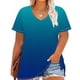 thumbnail image 4 of Camiseta de Base de Impresión de Manga Corta con Cuello en V para las Mujeres, Más Tamaño Estante de Imitación Casual Superior, 4 of 9
