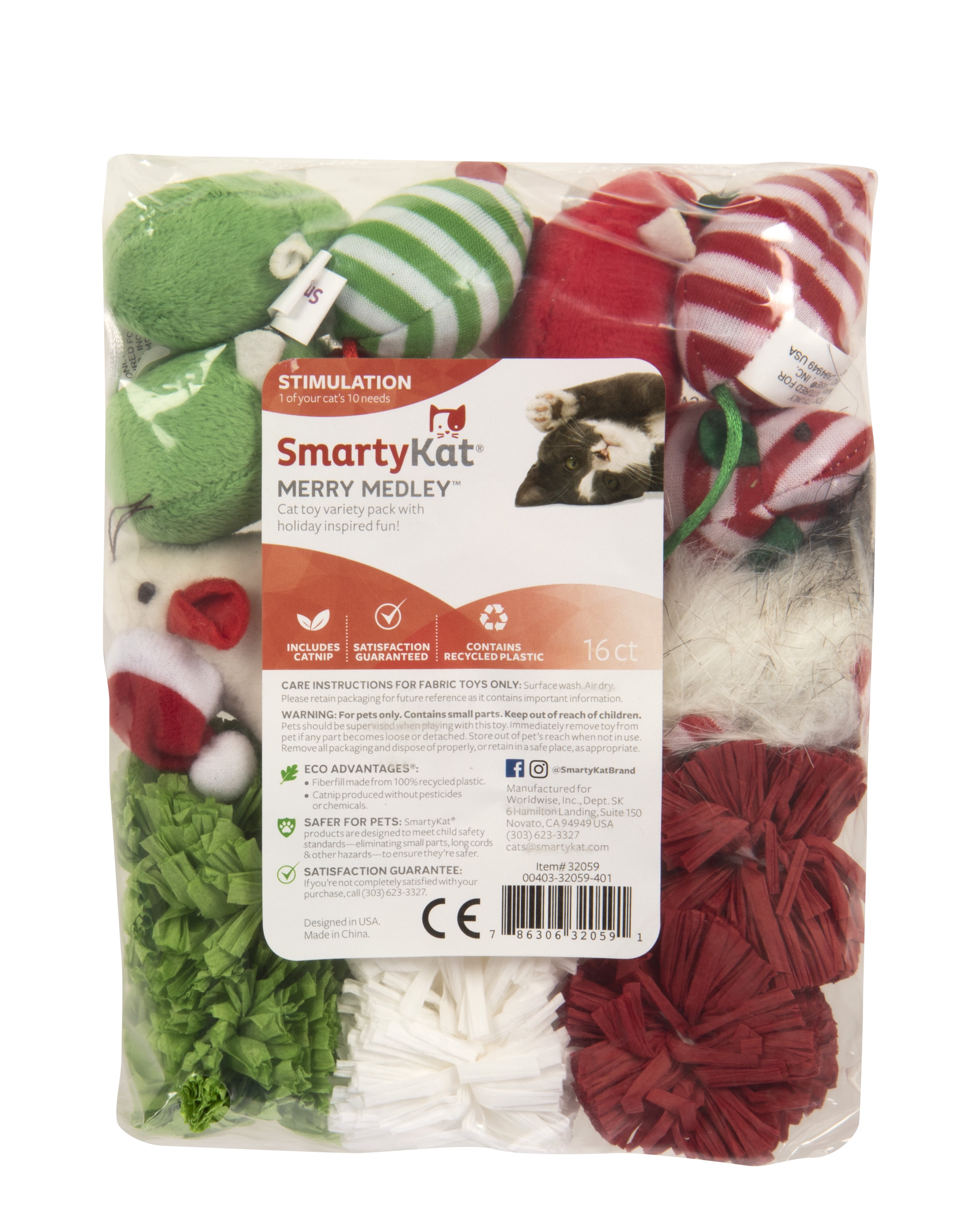 SmartyKat Merry Medley 16 piece cat toy variety pack