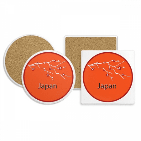 

Japan Culture Sakura Art Pattern Coaster Cup Mug Holder Absorbent Stone Cork Base Set