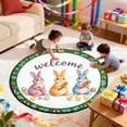 thumbnail image 4 of Round Easter Bunny Welcome Mat for Indoor Use - Absorbent Non Durable Polyester Rug with Cute Rabbit Print Round Shape Ideal for Living Room and Entry 40/60/80 cm, 4 of 6