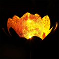 thumbnail image 4 of Luces solares Lotus al aire libre decoración de jardín ámbar crackle globo cristal decoración impermeable gris metal flor luz Afortunado Sencillez, 4 of 5