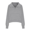 thumbnail image 4 of Qwertyu Womens Sweatshirts Half Zip Cropped Pullover Fleece Quarter Zipper Hoodies 2025 Fall Fashion Clothes Light Gray S, 4 of 5
