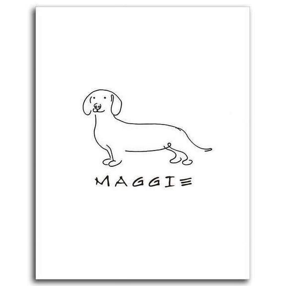 Personalized Hand-Crafted Dachshund Line Drawn Style Block Mount