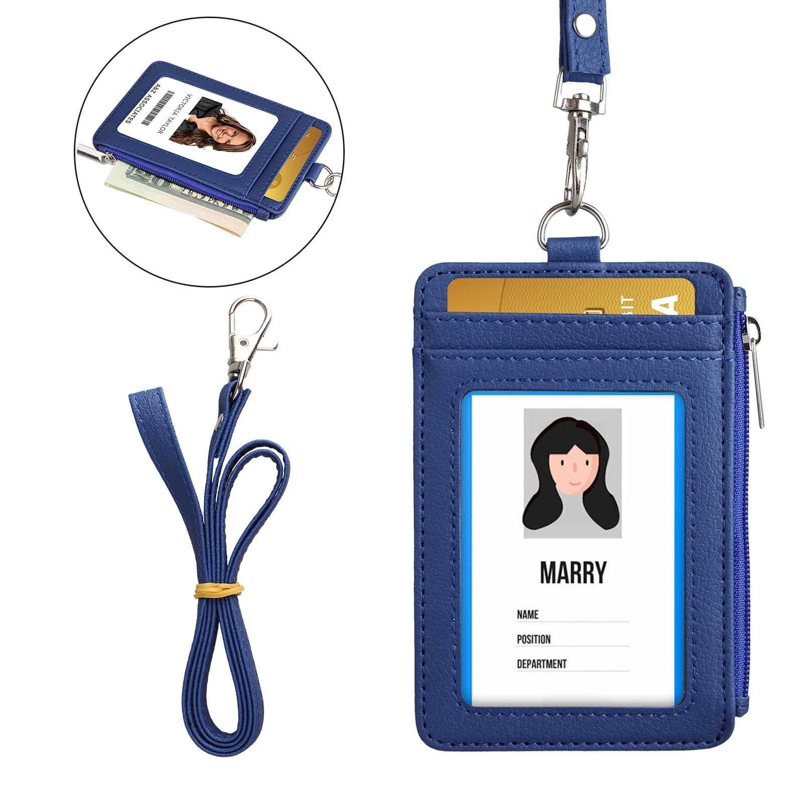 Universal Badge Holder, TSV Durable ID Card Holder Wallet, 6 Card Slots