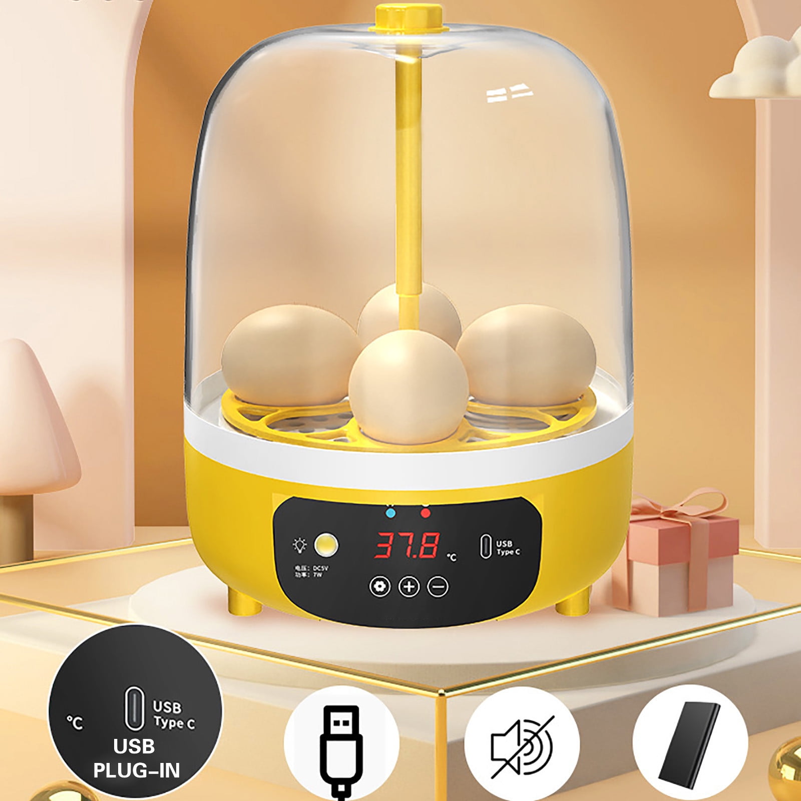 Danieerclosy Mini Egg Incubator for Kids with Temperature Display, Educational Chick Hatcher Kit for Classroom Science Projects & Homeschool Biology Learning