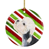 Carolines Treasures SS4572-CO1 Dandie Dinmont Terrier Candy Cane Holiday Christmas Ceramic Ornament 3 in multicolor