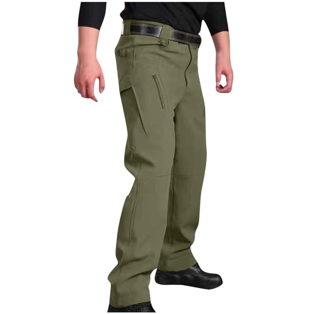 Pantalones largos para hombre, pantalones deportivos casuales con bolsillos cargo y cordones, pantalones largos tipo lápiz, pantalones de poliéster para hombre