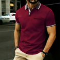 thumbnail image 4 of Homeyce Golf Polos for Men Contrast Collared Short Sleeve Shirts Button Solid Color Shirt Casual Lightweigt Fashion Work Tee Shirt,Red L, 4 of 4