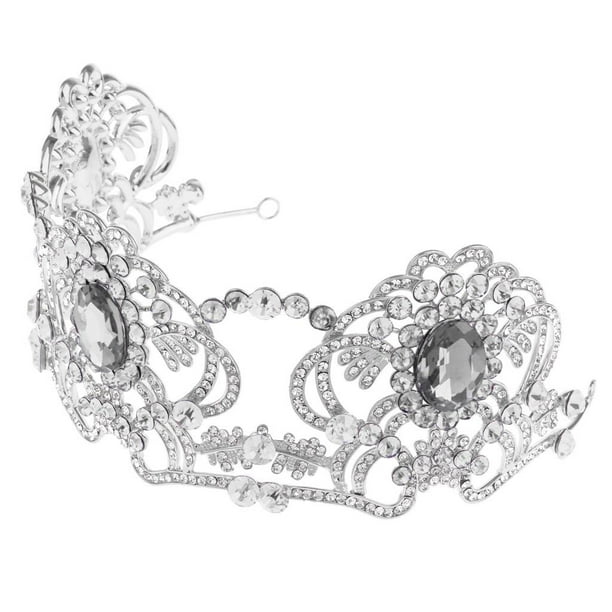Corona dorada con cristales de imitación vintage para boda, tocado de princesa, accesorios para disfraces Claro