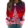 thumbnail image 1 of Chandail en Molleton de Noël pour Femmes Col Rond Pull Chaud Manches Longues Cardigan de Vacances Imprimé Mode Pull Mi-Long, 1 of 4