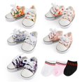 thumbnail image 1 of Set de zapatos para muñecas BABESIDE de lona floral de 18 pulgadas con calcetines, 1 of 7