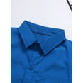 thumbnail image 5 of TiaoBug Little Boy's Button Down Oxford Shirt with Pocket Casual Tops Solid Color School Uniform Blue 11-12, 5 of 7