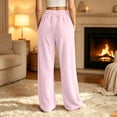 thumbnail image 5 of ClodeEU Women's Elastic Waist Fleece Wide Leg Lounge Pants ,Warm Winter Homewear Sleep Bottoms With Pockets ,Women's Plus S, 5 of 5