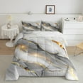 thumbnail image 2 of Manfei Aesthetic Marble Queen Comforter Set,Luxury Style Bedding Sets,Gold Gray White Bedding Comforter Set For Teens,Breathable Bedroom Decor Reversible,3-Piece, 2 of 8