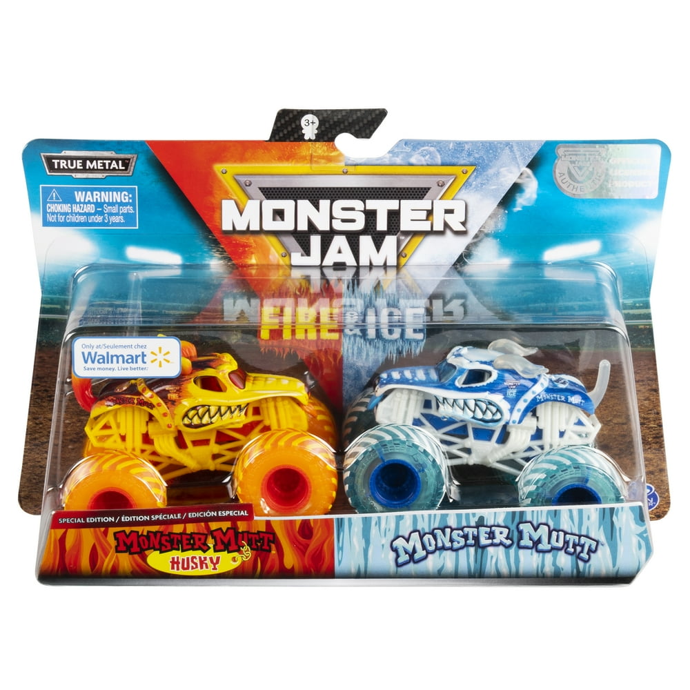 Monster Jam, Fire & Ice 2 Pack, Monster Mutt Husky vs. Monster Mutt
