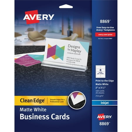 - Avery Print-to-the-Edge True Print Business Cards, Inkjet, 2x3 1/2, Wht, 160/Pk