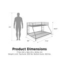 thumbnail image 6 of Mainstays Small Space Junior Twin over Full Low Profile Metal Bunk Bed, Silver, 6 of 13