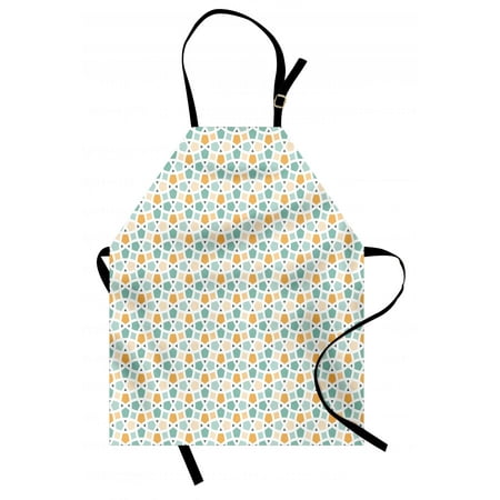 Turquoise And Orange Kitchen Teal and White Apron Eastern Old Fashioned Lattice Tangled Lines Classical Mosaic, Unisex Kitchen Bib Apron with Adjustable Neck for Cooking Baking Gardening, Turquoise Orange White, by Ambesonne ()