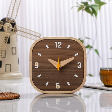 Black walnut solid wood small desk clock, bookshelf tabletop clock, silent bedside clock, mini small clock, second-hand style clock