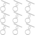 thumbnail image 6 of 1 Box 15 Sets Toggle Clasps 925 Sterling Silver Plated Brass Jewellery Clasps Connectors Round Ring Toggle T Bar Sets with 15Pcs Open Jump Rings for Necklace Bracelet Earring Making, 6 of 6