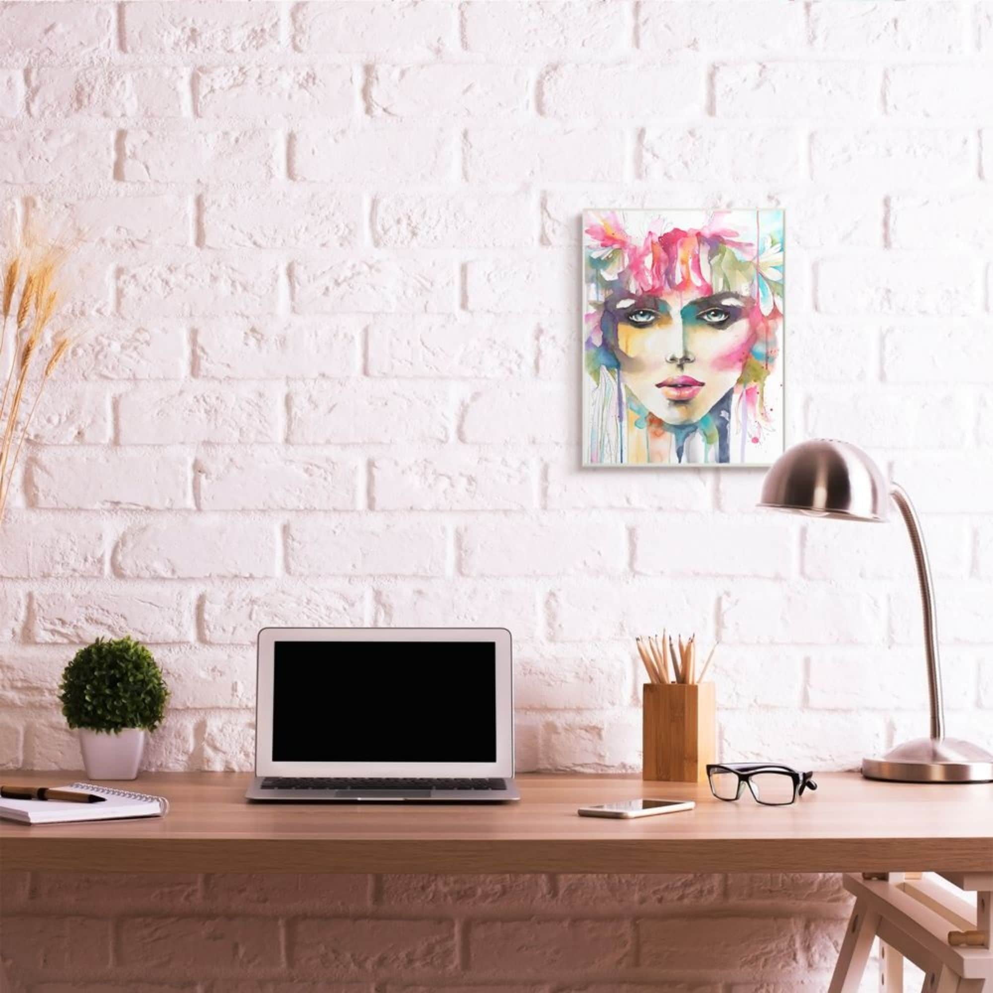 Stupell Industries Abstract Female Cosmetic Portrait Floral Crown Design by Elisaveta Stoilova
