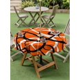 thumbnail image 3 of Outdoor Tablecloth with Umbrella Hole and Zipper, Orange Geometric Round Table Cloth 54 Inch Waterproof Tablecloth, Black White Striped Abstract Lines Art Picnic Table Cover for Patio Camping, 3 of 7