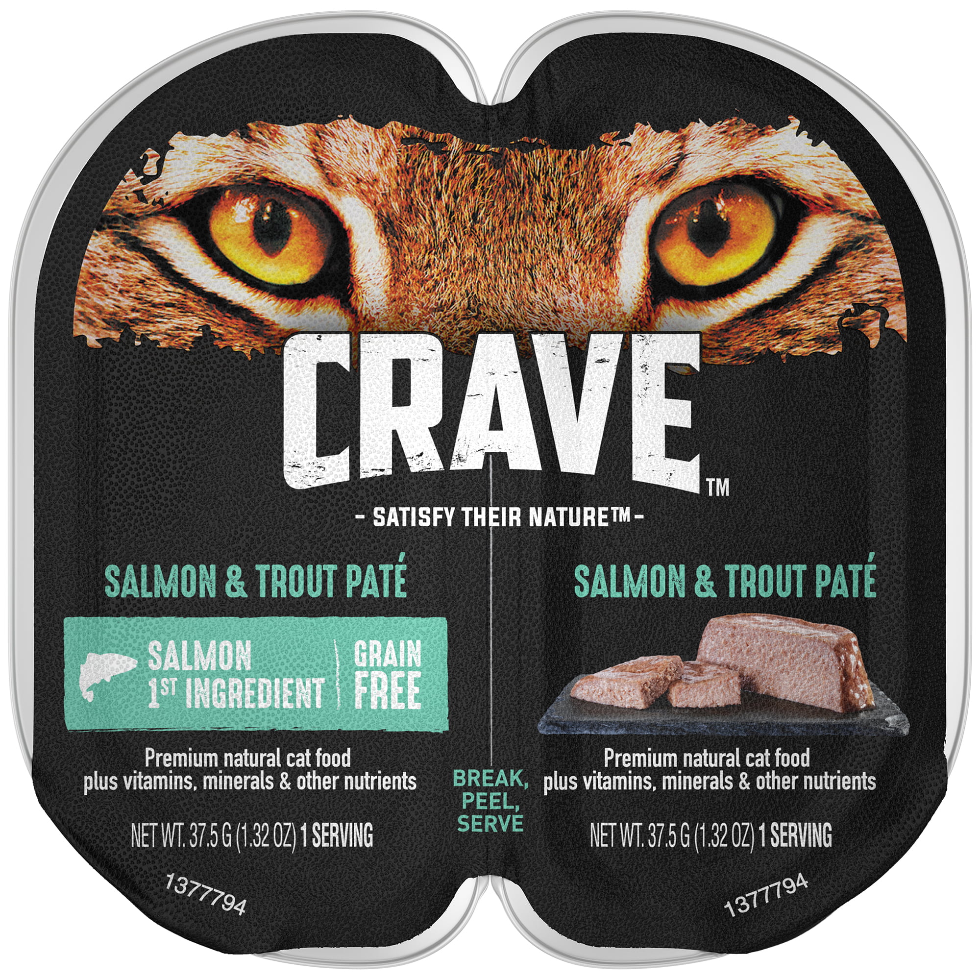 CRAVE Grain Free Adult High Protein Wet Cat Food Paté Salmon & Trout, 2