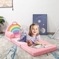 thumbnail image 2 of 2 in 1 Convertible Plush Kids Sofa Flip Open Sofa Seat with Pockets,Kid Couch Toddler Chair for Toddler Baby Girls, Rainbow, 2 of 8