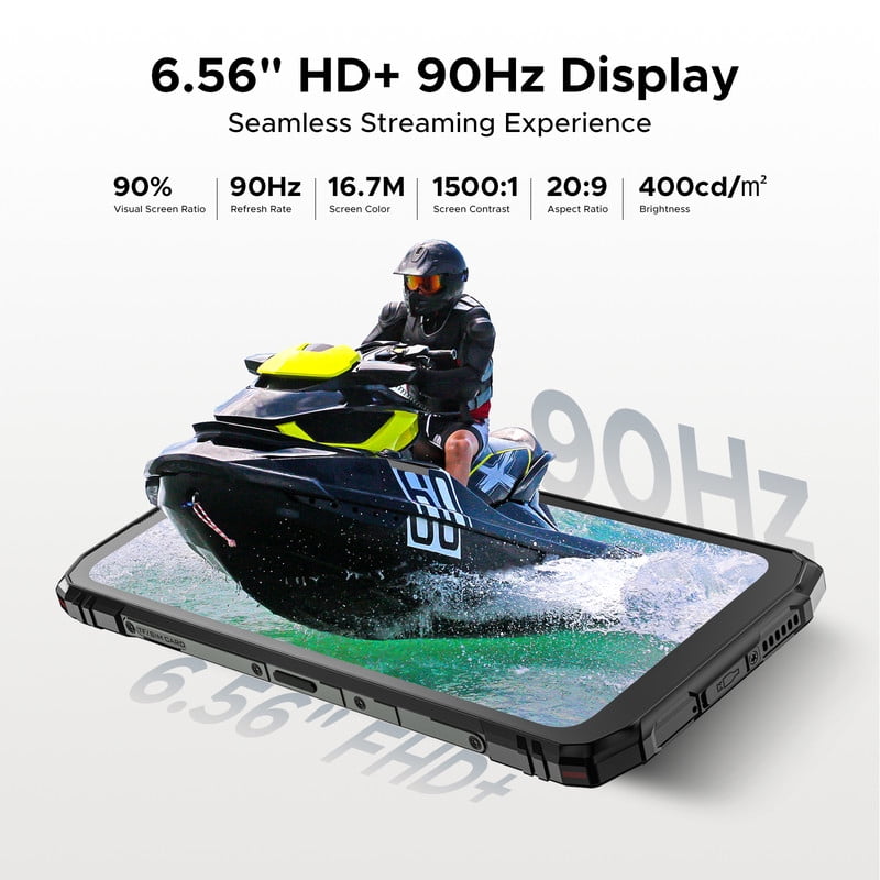 DOOGEE Blade10 Energy Rugged Phone 4.5G,10.7mm Ultra-Thin,24GB+128GB/TF 2TB Rugged Smartphone,6.56"HD+ 90Hz,16MP Camera,IP68/IP69K,6150mAh/Nfc/Face ID