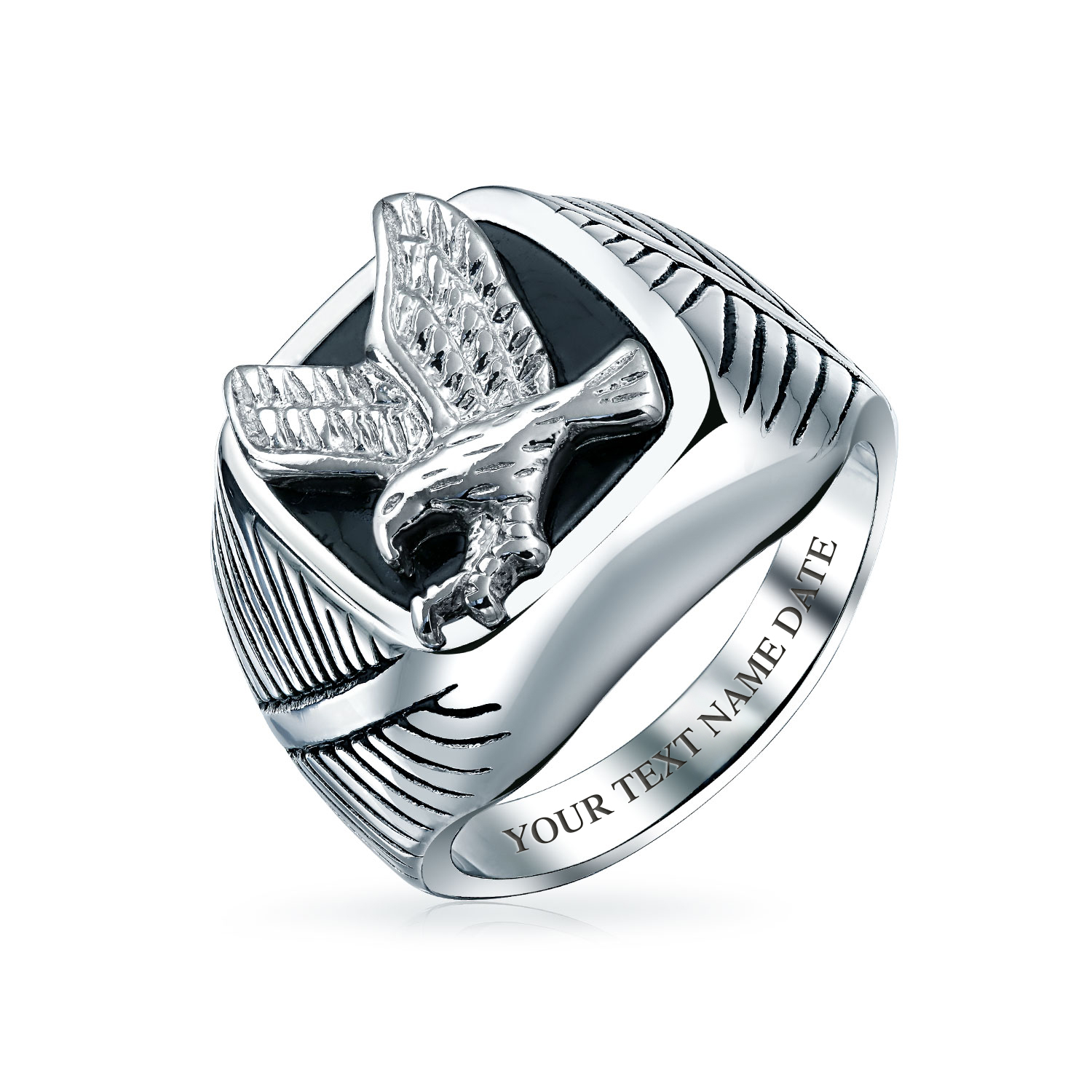 Men's Stainless Steel Vintage Knight Russian Double Eagle Signet Ring - High Polished Silver Tone, Size 13 - View #2