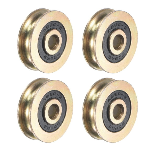 Uxcell 6mm Shaft 28.5mm Dia Iron U Groove Sliding Door Roller Zinc Plated, 4Pack