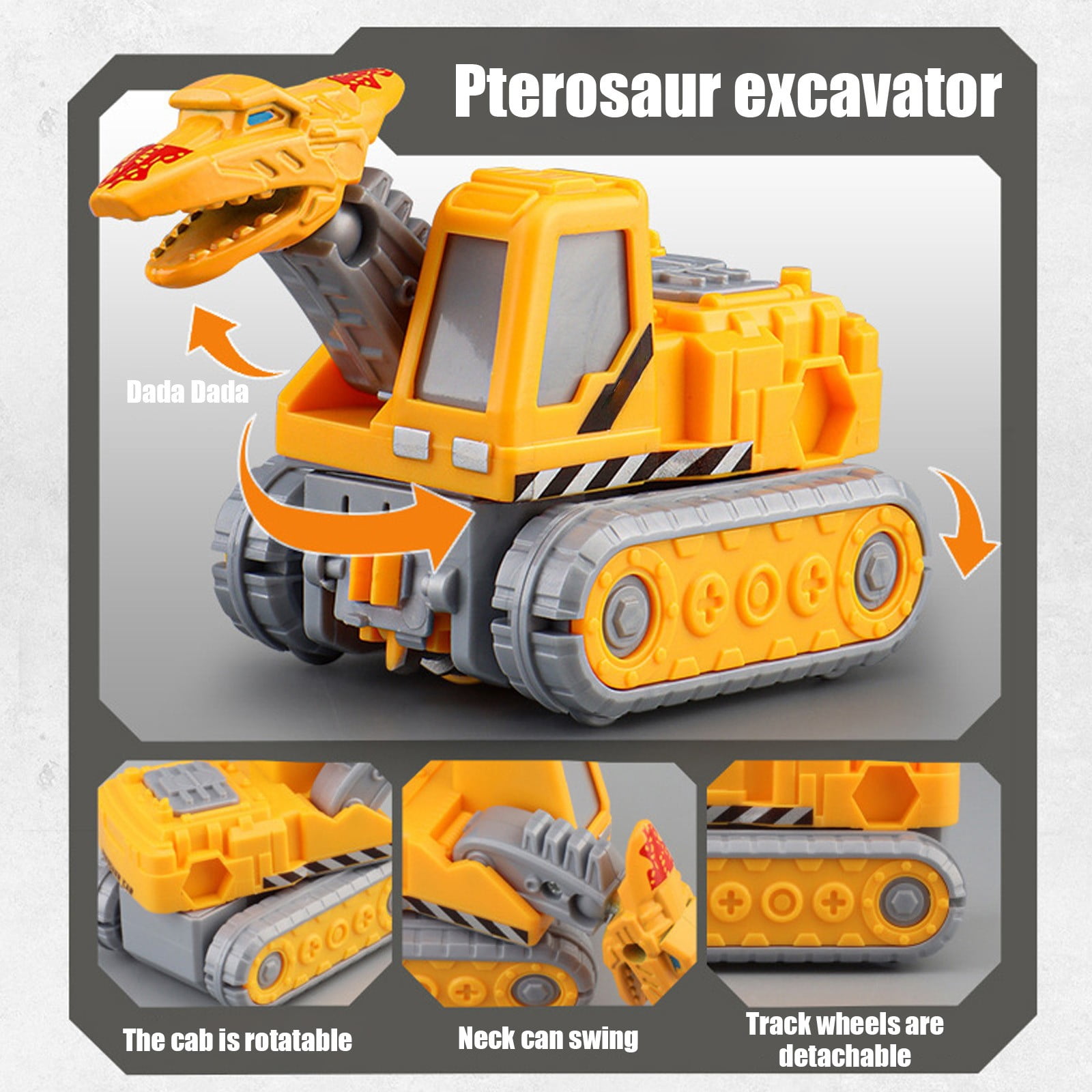 5 in 1 Dinosaur Transformer Construction Vehicle Set, Fire Truck Excavator Bulldozer Assembly Toy, Pull Back Action No Battery, Robot Combiner (8.26x5.51x2.87 inch)