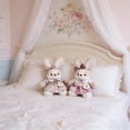 thumbnail image 4 of 12in Goodnight Bunny Plush Toy with Pink JK Strawberry Bag Set - Soft Stuffed Animal, Bow Accent, Plaid Dress, Strawberry Bag, No Tag - For Kids, Girls, Birthday Gift, Bedroom Decor, Playtime Pal, Co, 4 of 4