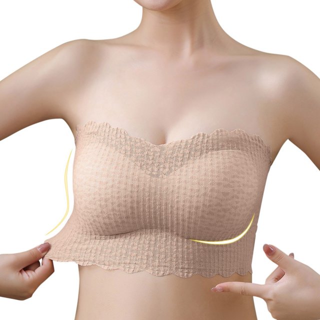 Zjloe7sa Tube Tops Womens Seamless Unwired Strapless Convertible Bra Beige