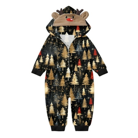 

Family Matching Outfits Mom Dad and Baby Clothes Baby Sleepwear For Christmas Family Matching Pajamas Cute Big Headed Deer Print Long Sleeve Jumpsuit Soft Suitable Holiday Romper