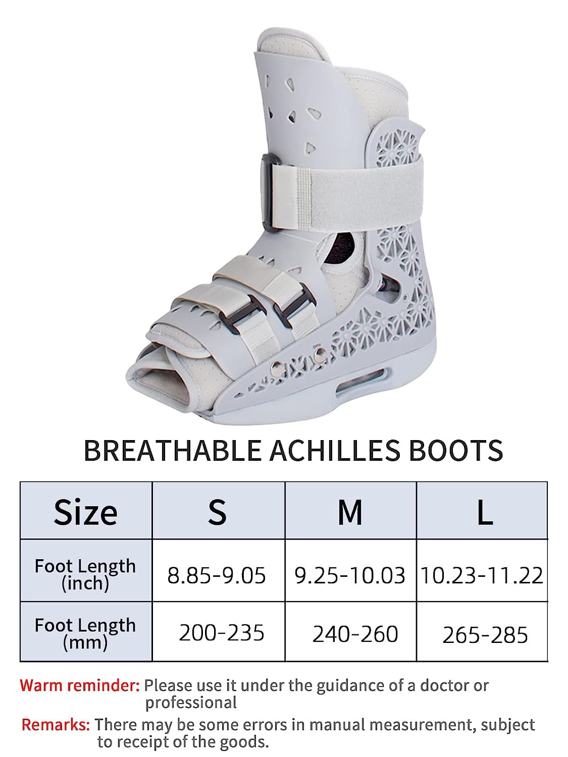 Inflatable Walker Boot Air Cam Walker Fracture Boot Medical Short Walking Boot Walker Brace Breathable Orthopaedic Boot for Foot Injury Ankle Sprain
