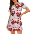 thumbnail image 1 of Fotbe Gnomes On The Car Bata de Dormir para Mujer con Estampado, Camisón de Algodón de Manga Corta, Ropa de Dormir Casual, 1 of 6