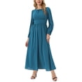 thumbnail image 2 of INSPIRE CHIC Vestidos de Mujer Cuello Redondo Mangas Largas de Linterna Vestido Maxi Formal XL Azul Lago, 2 of 6