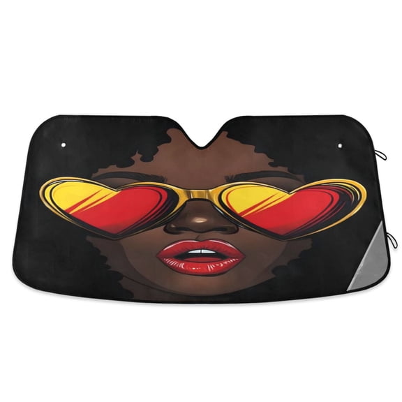 ALAZA African Woman Windshield Sun Shade Car Foldable Sun Visor Block UV Rays Protector 55"x27.6"