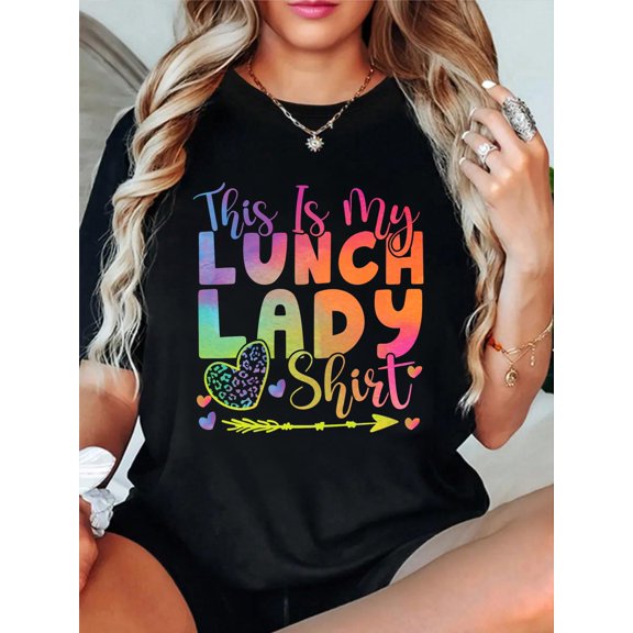 Lunch Lady This is My Lunch Lady Shirt Comfort Colors Adult Heavyweight Relaxed Fit Classic Comfort Cotton T-Shirt Women's Graphic Tee Crew Neck summer vacation Tops