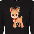 thumbnail image 4 of Inktastic Cute Christmas Reindeer with Christmas Lights Long Sleeve T-Shirt, 4 of 5