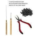 thumbnail image 3 of Tools Set, Hair Styling Extension Tool Include 1 XPliers, 2 X Wooden Hook Needle And 200 X Silicone Rings, 3 of 8