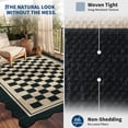 thumbnail image 3 of HIWEAVER Black 5' x 7' Scalloped-edge Easy Jute Area Rug for Living Room Modern Bordered Plaid Indoor Outdoor Neutral Carpet for Patios Non Slip Washable Throw Mat for Home Decor, 3 of 6
