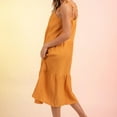 thumbnail image 4 of SMihono Summer Sling Pajama Long Dress for Women Open Back Ruffle Trendy Tiered Layer Loose Casual Sleeveless Prom Dress Trendy Slip Solid House Dress Strap Off Shoulder Babydoll Yellow 6, 4 of 8