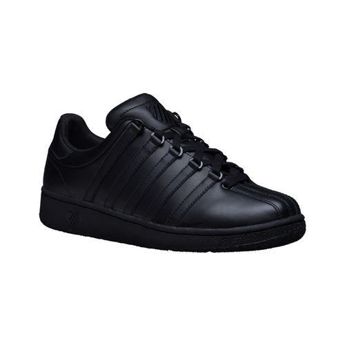 10.5 to 3 K-Swiss Pre-School//Little Kid Classic Leather Tennis Shoe Black in Sz