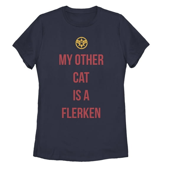 Women's Marvel Captain Marvel My Other Cat is a Flerken  Graphic Tee Navy Blue X Large