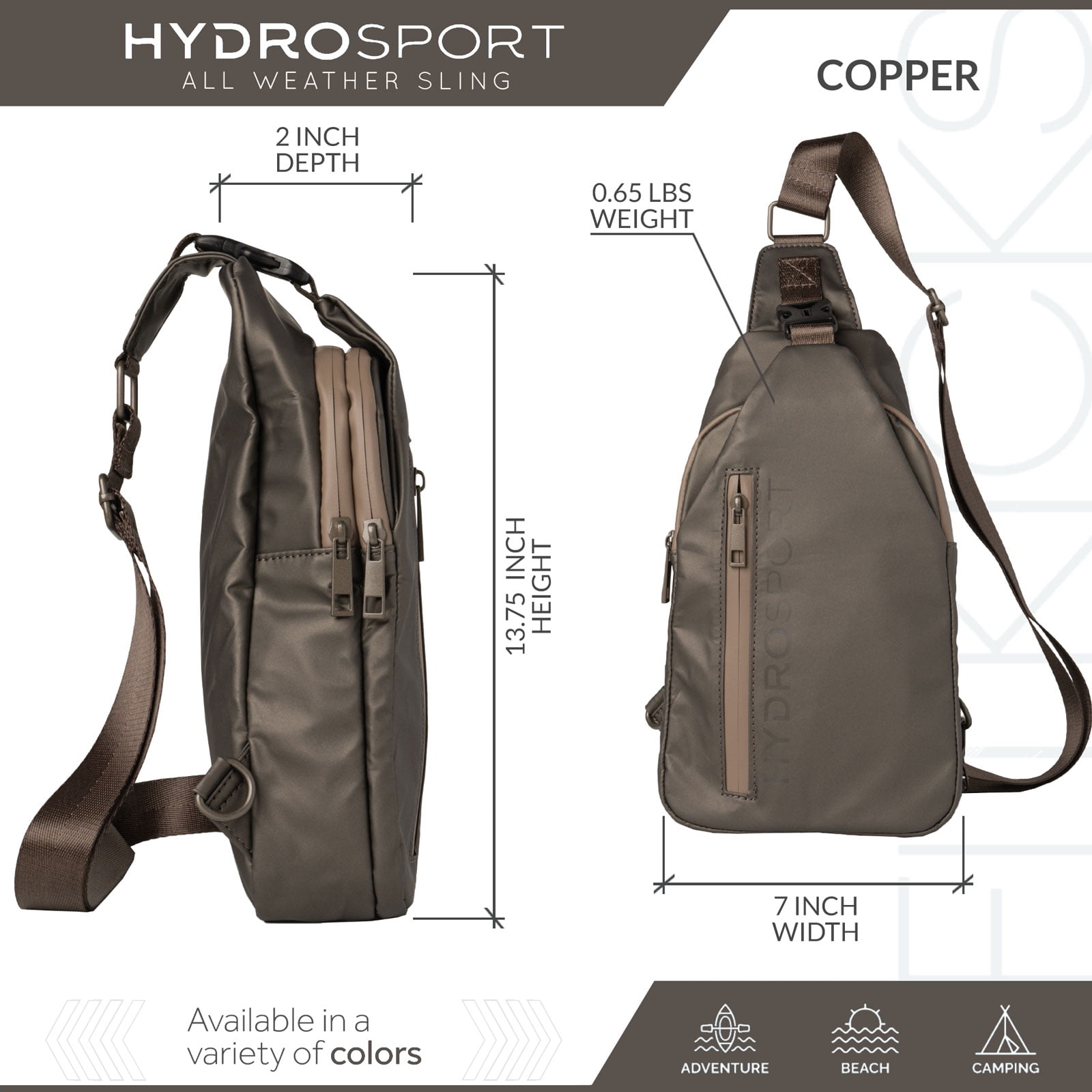 FITKICKS Hydrosport All Weather Sling Bag Crossbody Travel Hiking Chest Bag, Army (Unisex)